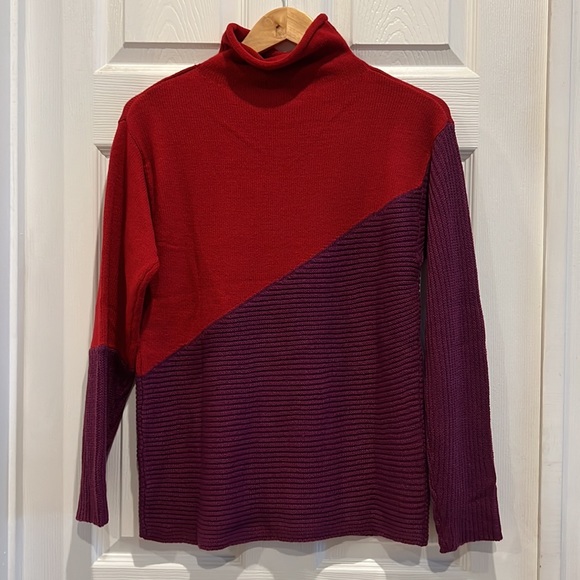 NWT New York and Company Colorblock Mock Funnel Neck Sweater - Picture 9 of 10